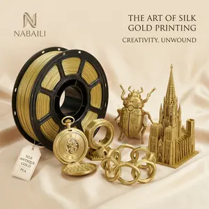 Nabaili Silk Antique Gold PLA Printing Filament for 3D Printing - Ideal for Creativity and Unwound Art Projects