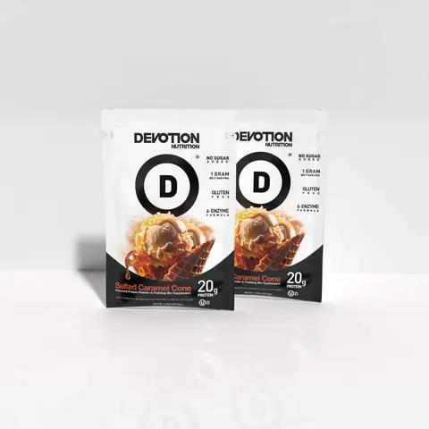 Devotion Nutrition Salted Caramel Cone Flavor Protein Powder Sample Pack – 20g Clean Protein, Low Carb, Gluten-Free, Digestive Enzymes (Sample Pack)