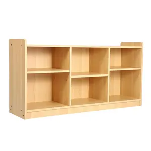 Garvee Montessori Shelf with 6 Compartments, Adjustable Dividers, Natural Finish Toy and Book Organizer for Playrooms and Classrooms