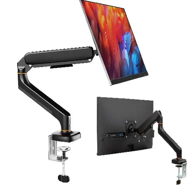 Counter-Balance Gas Spring Monitor Arm, 13"-32" Single Desk Mount, 180° Rotation, Tilt ±65°, Swivel ±180°, VESA 75x75/100x100, 19.8 lb Load, Cable Management, Black
