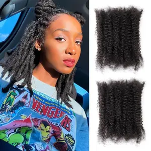 8 Inch 2 Packs 60g Afro Kinkys Bulk Human Hair For Dreadlock Extensions Create Repair Braid  Twist Afro Kinky Curly Human Hair  Bulks  Extensions 1B  Black Soft Bouncy