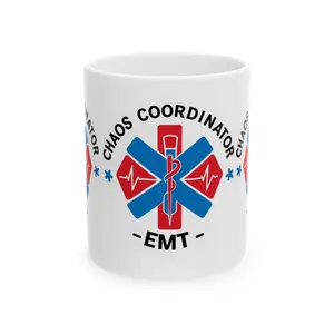 Chaos Coordinator EMT Ceramic Mug - Perfect Gift for Emergency Medical Technicians, Coffee Mug, Fun EMT Gift, Blue Mug, 11oz or 15oz Sizes