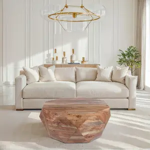 Bon 33 Inch Diamond Shape Acacia Wood Coffee Table With Smooth Top, Natural Brown By The Urban Port
