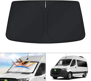 Canvcle Windshield Sun Shade for Freightliner Sprinter & Mercedes Benz Sprinter 2007-2025 Foldable UV Rays Blocker 240T Reflective Fabric Sun Visor Protector