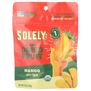 Solely Organic Dried Fruit, Mango Strips, 5 oz (142 g)