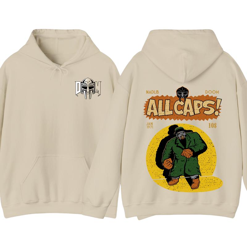 MF Doom Madlib All Cap Hoodie, Rap Music Sweatshirt, Madvillain Metal Tee, Gift For Music Lover