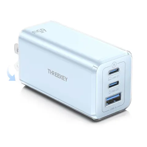 USB C Wall Charger,  65W Multiport USB C Charger, Foldable Fast Charger Block Compatible with MacBook Pro/Air,Surface Pro, iPad Pro/Air, iPhone 13/12/11,Samsung S22/S21/S20 Charging Portable Smartphone Adapte