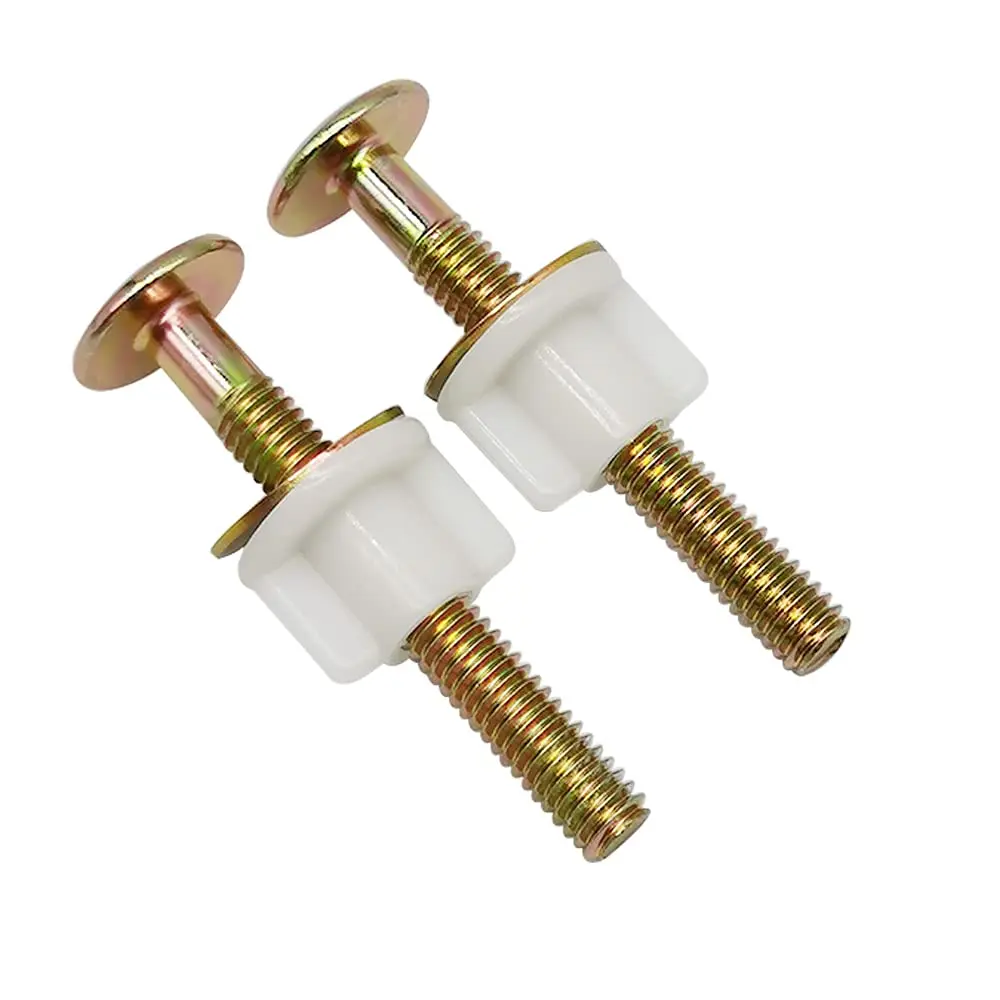 2-Count Heavy-Duty Iron Toilet Seat Hinge Screws (2.75 inches Length, 0.3 inches Thread Diameter) with Plastic Nuts, Metal Washers, Durable Top-Mount Toilet Seat Hinge Replacement