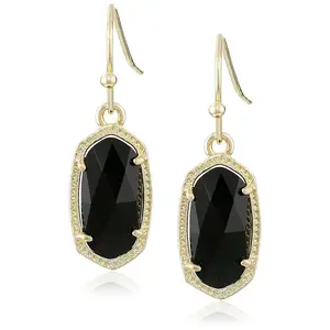 Kendra Scott Signature Lee Gold Plated Black Glass Drop Earrings - 4217711436