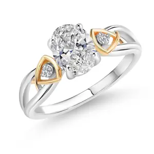 925 Sterling Silver and 10K Yellow Gold IGI Certified Lab Grown Diamond Women Engagement Ring | 1.50 Cttw | E-F Color | VS1-VS2 Clarity