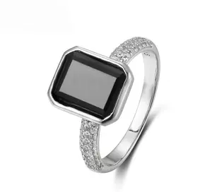 925 Sterling Silver Black Onyx Bezel Ring