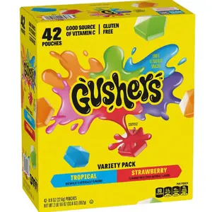 Gushers Fruit Flavored Strawberry & Tropical Variety Pack Snacks, 0.8 oz, 42-Count
