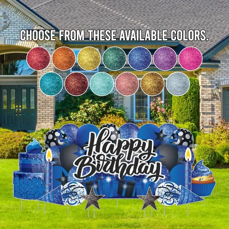 Oversized Happy Birthday Yard Sign: 9-Piece Party Display