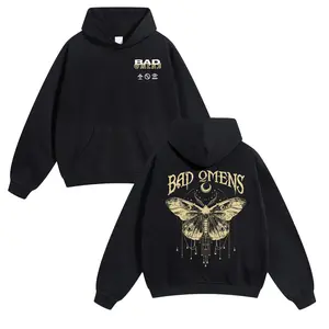 Unisex Bad Omens Hoodie For Autumn Winter Thick Warm Retro Print Versatile For Ins Street Style Couples Outfits Top Choice For Boyfriend Gift Fabric Menswear Casual Fit