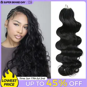 OQ HAIR Body Wave Feather Crochet Human Hair Extensions Miracle Knots Pre-Separated Crochet Braid Hair Extensions Human Hair Natural Color 50g/Pack #DealsForYouDays
