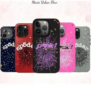 Sp5der Punk Style 555 Phone Case - Streetwear Aesthetic Tough Shell - Protective iPhone 11-16 Cover - Includes FREE 5pcs Stickers