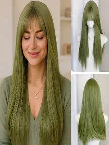Women's Straight Hair Wig, High Temperature Fiber Rose Net Design, Perfect for Daily Use, Parties, Cosplay & St Patrick's Day, Straight Synthetic Wigs