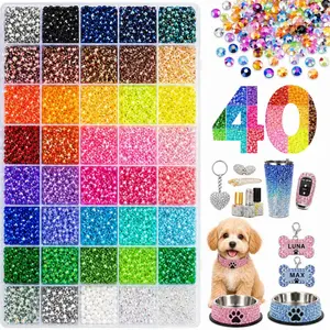 Rhinestone Bedazzling Kit with Tools,Pet Accessory 40000Pcs 3/4mm Flatback Resin Jelly Rhinestones for Pet Toy Decoration, Cat Toys, Clothes, Shoes, Nail Art, Phone Cases, Tumblers, Book Covers & DIY Crafts picker