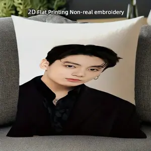 1pc 18x18inch/45x45cm singer band themed pillowcase,JeonJungKook Themed Pillowcase, Great for music lovers' home decor, music room decor (pillow inserts not included)