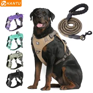 Multifunctional Tactical Dog Vest, Outdoor Training Anti-Pull Integrated Harness, Tactical Chest Strap with Leash for Large Dogs