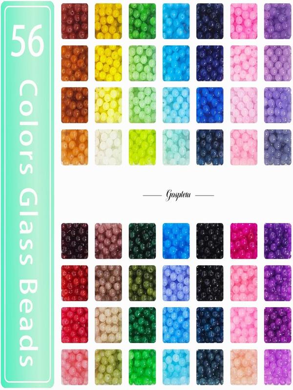 6mm Glass Beads for Jewelry Making, Bead Mix, 56 Colors Crystal Beads Bracelets Making Kit, Round Beads Suitable for Beginners, Pride 2025, LGBTQ, Crystal Beaded
