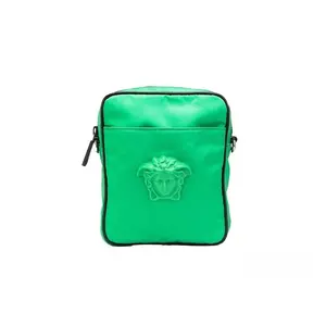Pre-owned VERSACE Nylon Messenger Bags Small Bright Green Fabric Medusa Crossbody Messenger Bag Women's Purse