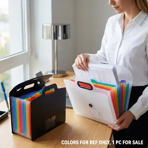 A4 Size File Folder with 13-Layer Dividers, Portable Handheld Document Organizer, Large Capacity Accordion File Bag for Office School Supplies