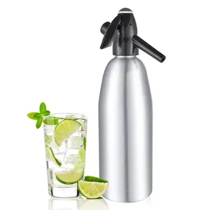 Sparkling Water Maker, 1L Soda Siphon, Aluminum Soda Makers for Home, Silver Portable Water Maker for Soda Water, Cocktails or Soda Water, Use 8 gram CO2 Cartridges(Not Included)
