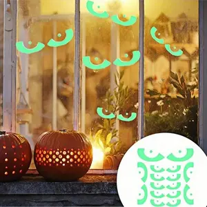 8 Pairs of Halloween Eyes Sticker Glow in The Dark Halloween Eyes Window Clings Removable Luminous Fluorescent Window Sticker Halloween Wall Decal for Halloween stairs stickers Home Wall Window Decorations