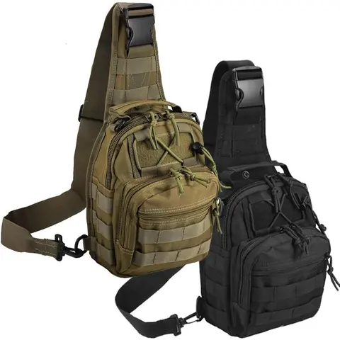 Men's Tactical Crossbody Bag - Waterproof, Durable, Molle, Large Capacity, Multi-Compartment Adjustable, Built-in Strap Cross Body Men's Crossbody & Shoulder Bags, Tactical Gear and Accessories for Outdoor Hiking, Traveling, Multi-Color Available