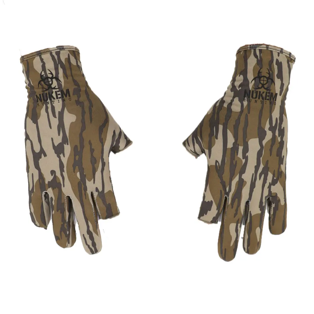 Nukem Grab'em Gloves - Legendary Mossy Oak Bottomland Camo Hunting Gloves with Silicone ICON Grip Technology for Hunters
