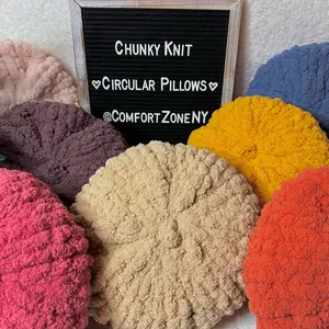 Chunky Knit Round Pillow – Handmade Decorative & Support Cushion | Cozy, Aesthetic, & Machine Washable | 20+ Colors