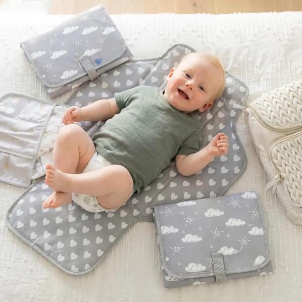 Mother's Day Baby Portable Changing Pad Travel - Waterproof Compact Diaper Changing Mat with Built-in Pillow - Lightweight & Foldable Changing Station, Newborn Shower Gifts
