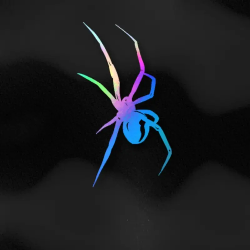 1PC Street Dark Colorful Spider Logo Sticker, Motorcycle Stickers, for motorcycle bodies, holographic gradient spider decor, dark cool enthusiasts as colorful-stylish decoration