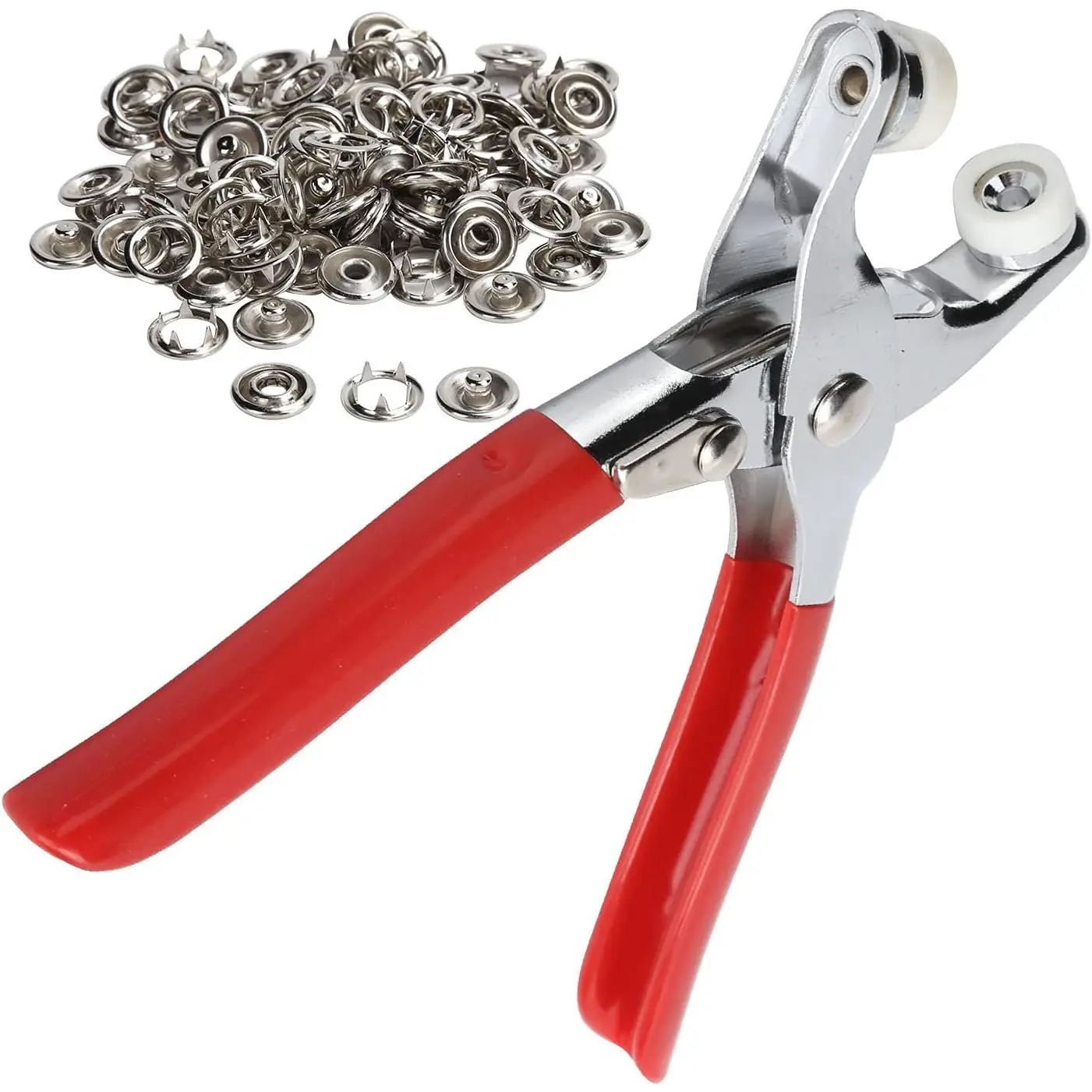 (1Pcs Metal pliers+100 pairs of clasps)Snap Pliers, Pliers Press Kit Craft Sewing Hand Tool for Pressing Snaps Of Leather Goods for Cardboard Cards fo