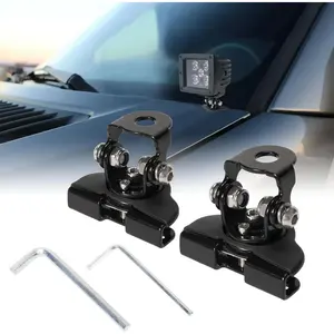 2PCS LED Light Bar Universal Mounting Bracket Adjustable A-Pillar Hood LED Work Lights Mount Bracket Clamp Holder Without Drilling for Off Road Car Jeep Truck SUV 4x4 ATV UTV