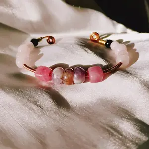 Natural Amethyst and Rose Quartz Bangle | Recycled Copper Bracelet | Women's Accessories | Gift for Her