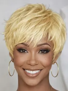 Short Blonde High Quality Wig Human Hair Pixie Cut Design Wigs for Black Women Human Hair Blonde Wig 613 Color