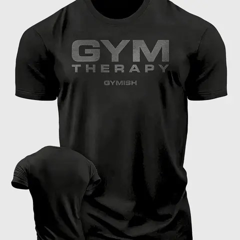 Men's 'Gym Therapy' High Performance Athletic Activewear T-Shirt - Premium Moisture-Wicking, Quick-Dry Breathable Sports Tee, Bodybuilding Fitness Top, Casual Athletic Daily Wear