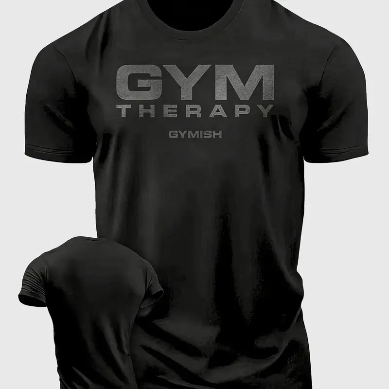 Men's 'Gym Therapy' High Performance Athletic Activewear T-Shirt - Premium Moisture-Wicking, Quick-Dry Breathable Sports Tee, Bodybuilding Fitness Top, Casual Athletic Daily Wear