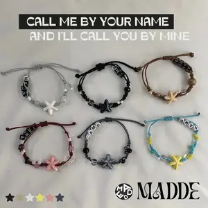 Handmade Ceramic Starfish Cord Bracelet – Custom Name Bracelet, Ocean Inspired Jewelry