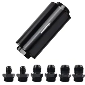 Inline Fuel Filter 100 Micron With 6AN,8AN,10AN Adapter Universal 50MM