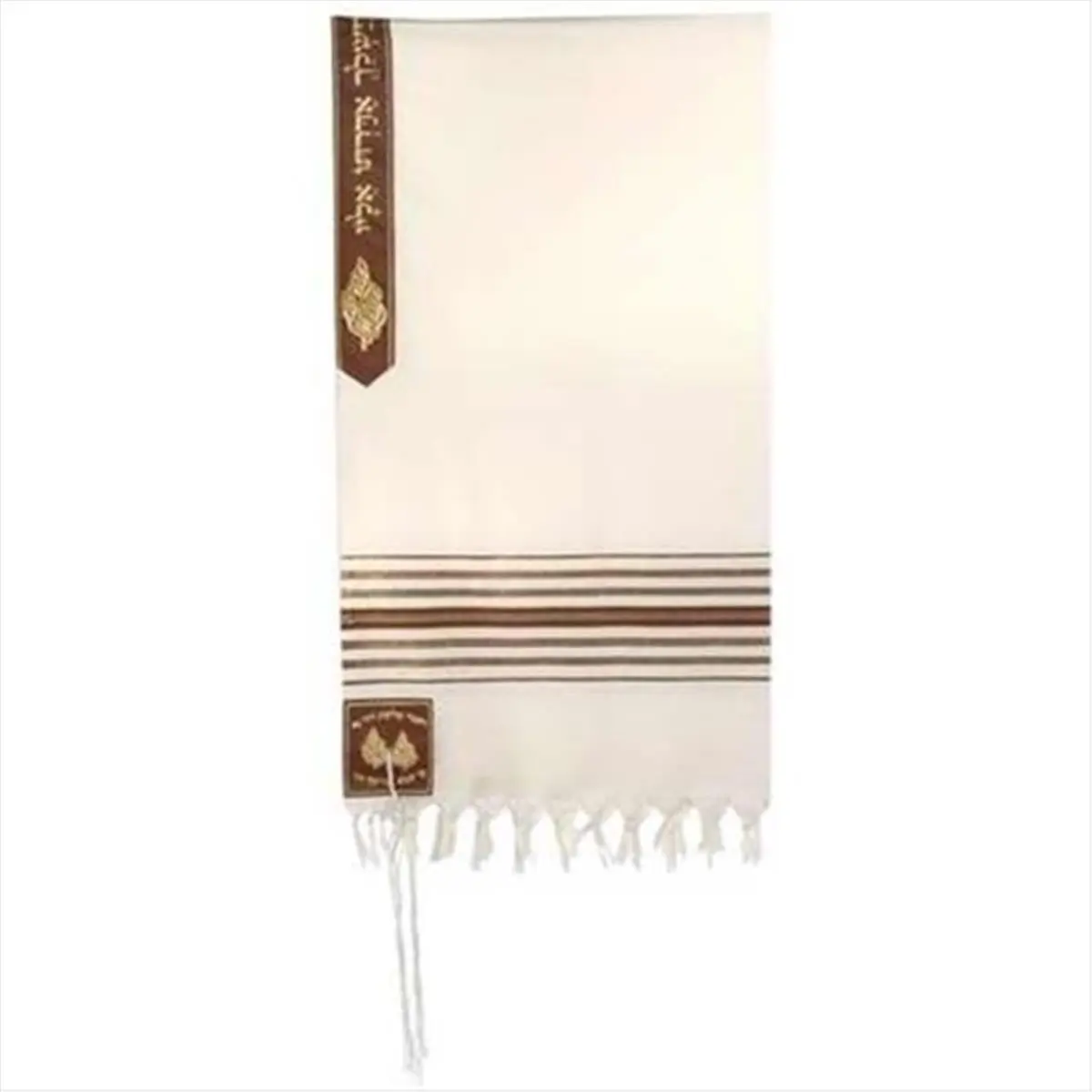 212 MAIN Striped Elisha Tallit Prayer Shawl - Acrylic Fabric, 24 In., Hebrew Texts, Double Flames, for Religious Use