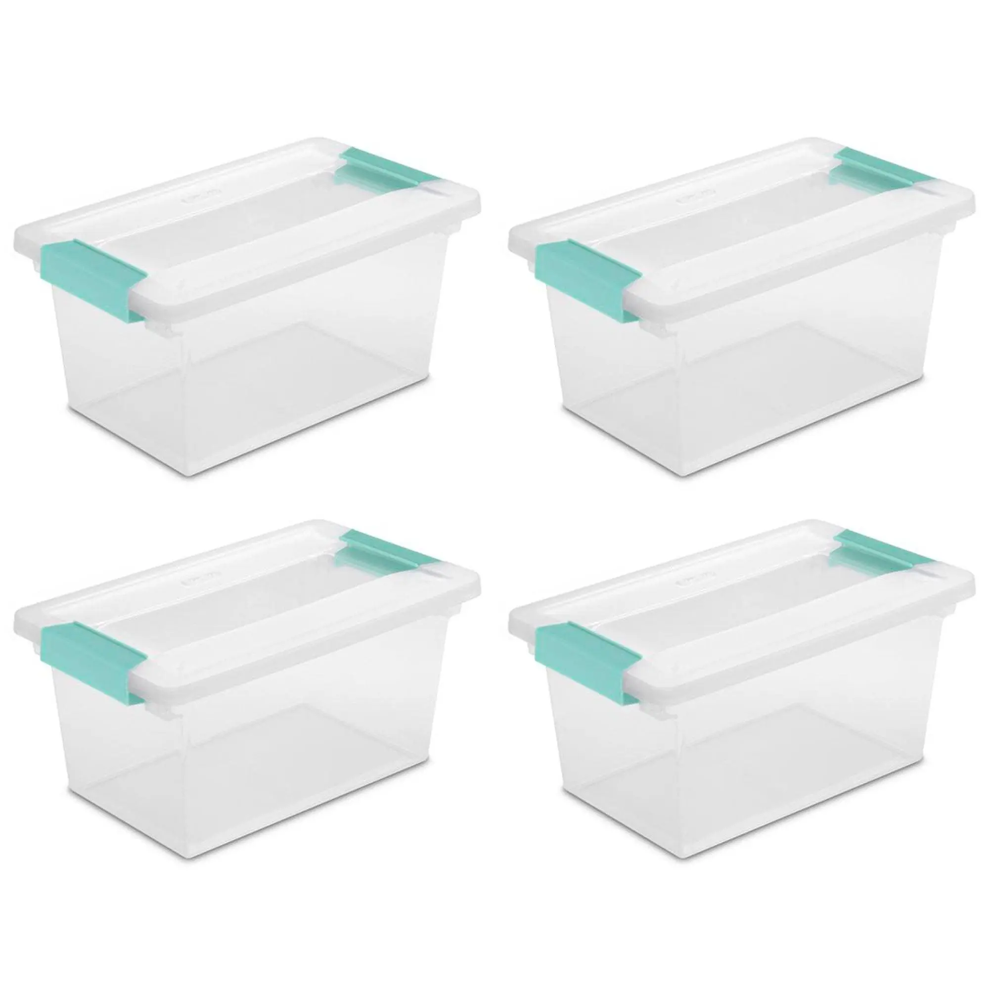 Sterilite Plastic Medium Clip Storage Box Container with Latching Lid, 4 Pack Organiser Set Sterilite Plastic Medium Clip Storage Box Container with Latching Lid, 4 Pack Organiser Set