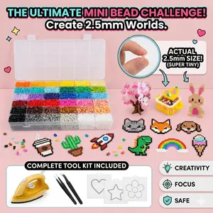 2.6mm Mini Fuse Beads Kit - w/Craft Iron (Heat-Resistant) for Home DIY