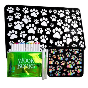 Paw Prints Complete Coloring Bundle with 2 Coloring Desk Mats, Ohuhu Alcohol Markers, and a Jumbo Wook Books Marker Bag