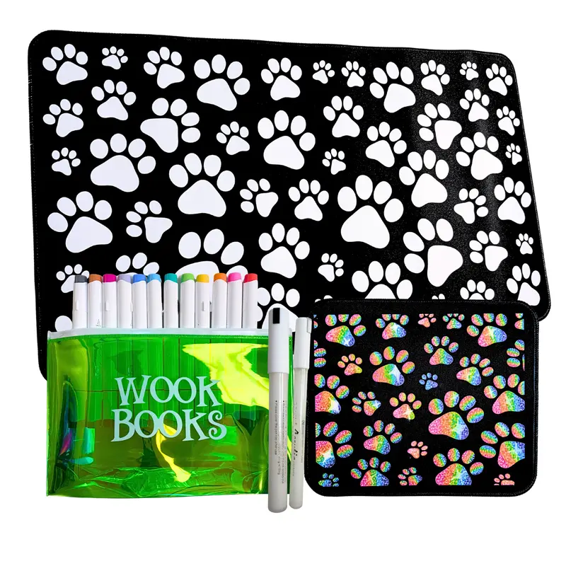 Big + Mini Desk Mat Coloring Bundle with 2 Coloring Desk Mats, Ohuhu Alcohol Markers, and a Jumbo Wook Books Marker Bag