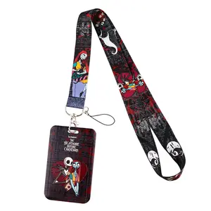 Cartoon Movie Couple Lanyard For Keys USB ID Card Cover Badge Holder Mobile Phone Charm Key Lanyard Men Women Neck Straps Keychain Accessories Halloween Gifts