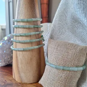 Aventurine Beads Macrame Adjustable Bracelet with Beige Color Thread for Women