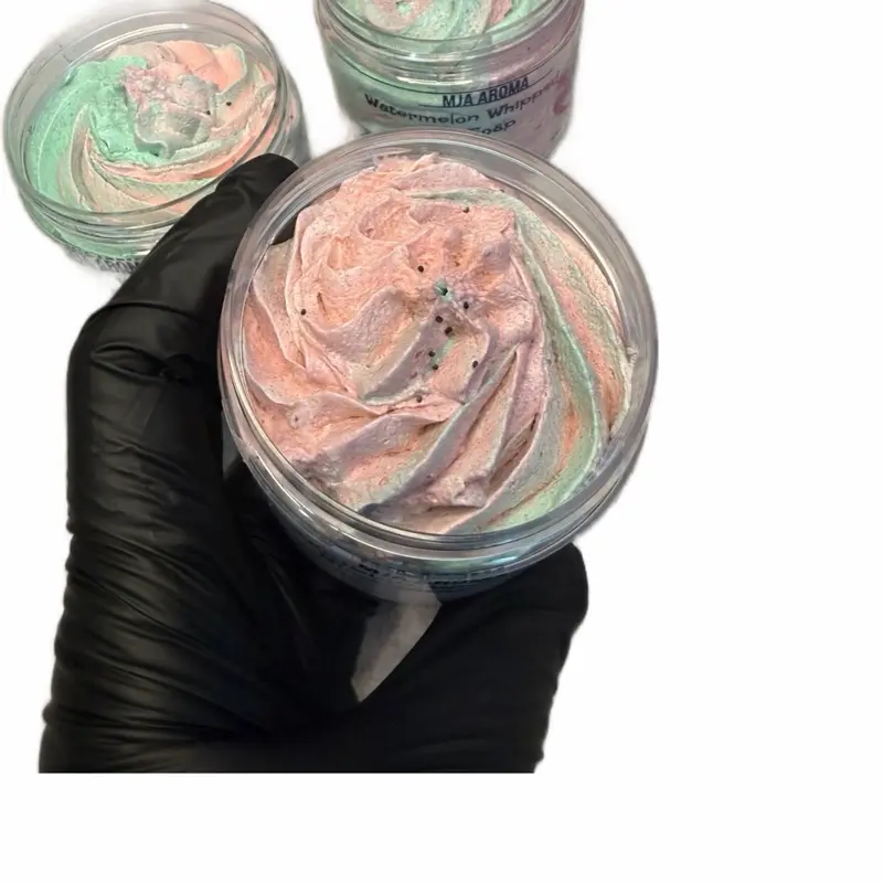 MJA Aroma Watermelon Whipped Sugar Bliss Soap - Luxurious Vegan Bath Soap with Vitamin E & Almond Oil for Soft Moisturized Skin